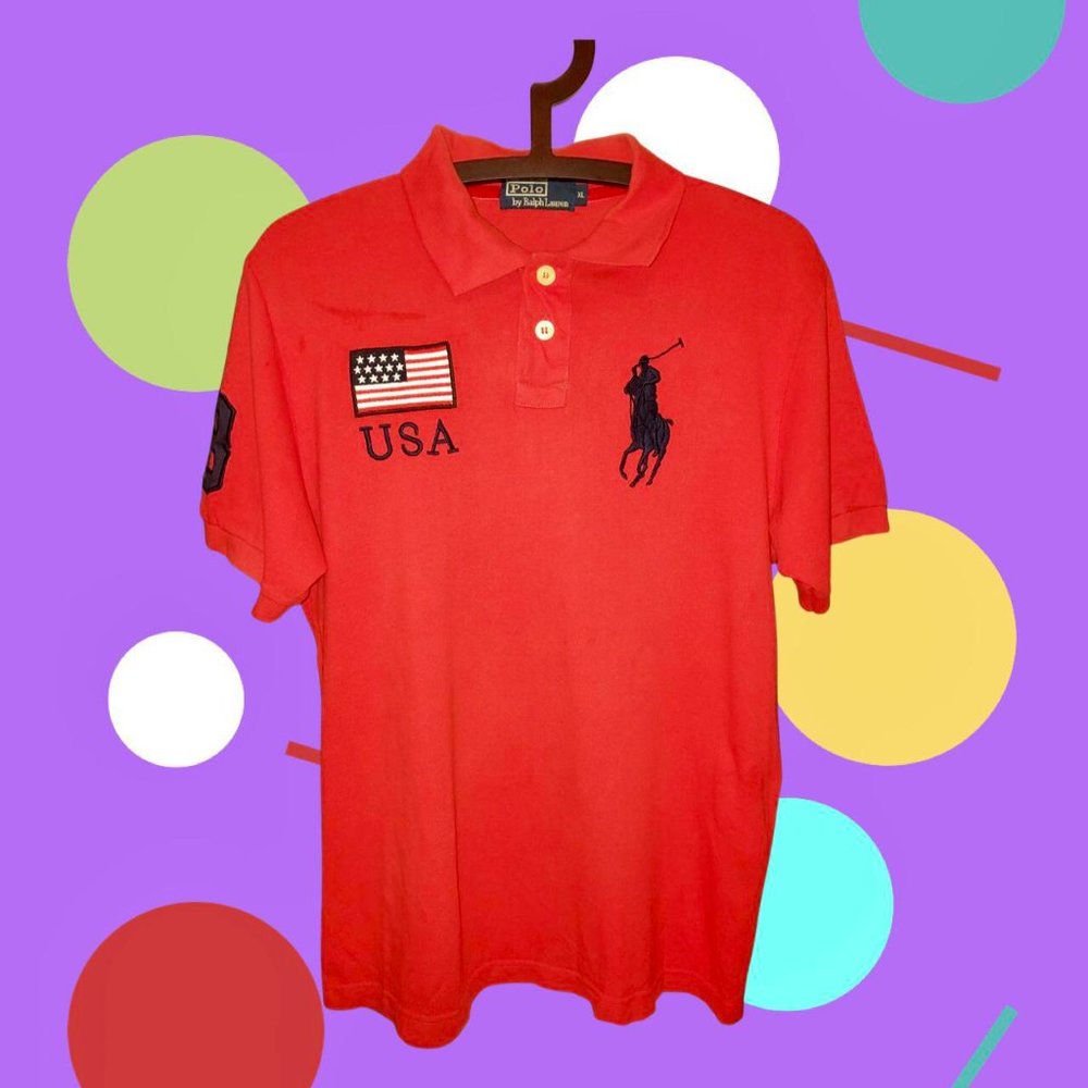VINTAGE RALPH LAUREN POLO w BIG PONY & USA FLAG - Picture 4 of 4